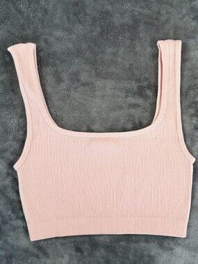 Cotton On Abbie Seamless Micro Crop Tank, Pale Pink, XS/S